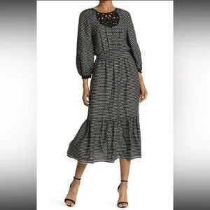 NWT Max Studio Printed Flounce Hem Midi Dress Size Medium MSRP $158 Lovely!